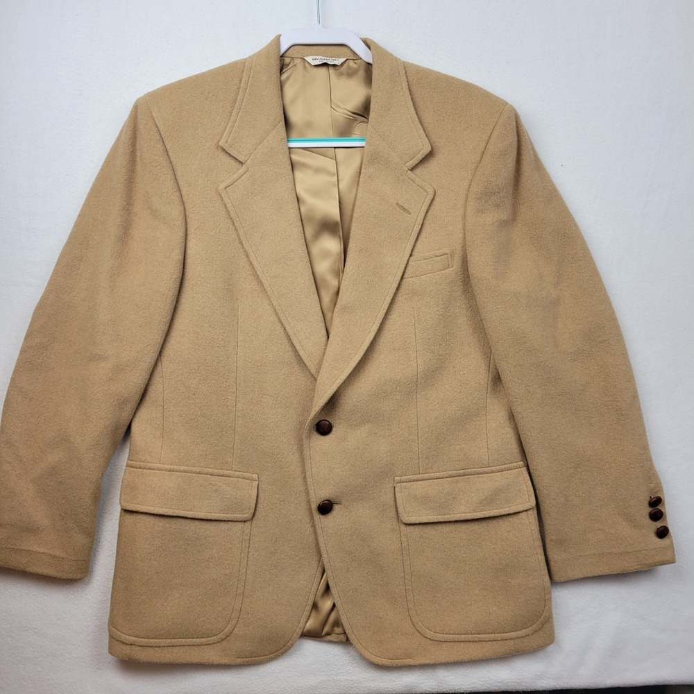 Vintage Barrister 100% Camel Hair Blazer Mens Size 42 Union Made USA Tan‎ Jacket